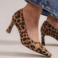 Beast Fashion Faux Suede Leopard Point Toe Pumps - DAVERRI FASHIONS