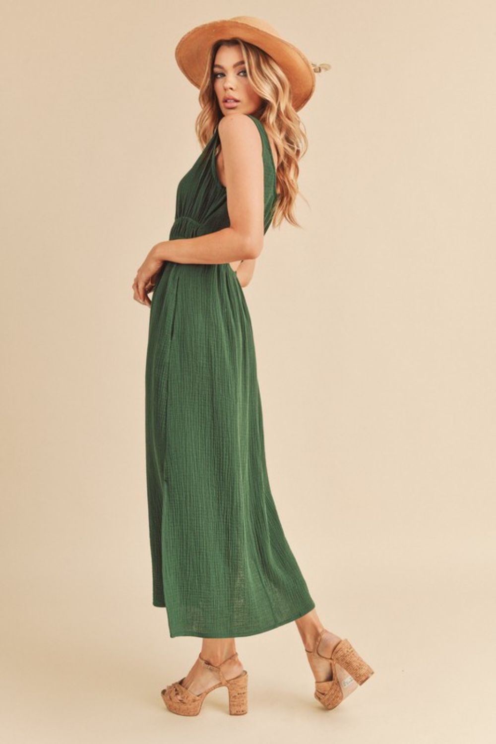 Aemi + Co Side Slit Round Neck Sleeveless Tank Dress Tank Dresses