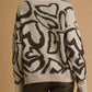 Umgee Heart Print Crew Neck Sweater - DAVERRI FASHIONS