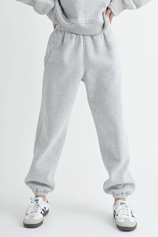 Aemi+Co Drawstring Elastic Waist Joggers HEATHER GRAY