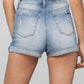 Double Waistband Denim Shorts Denim Shorts