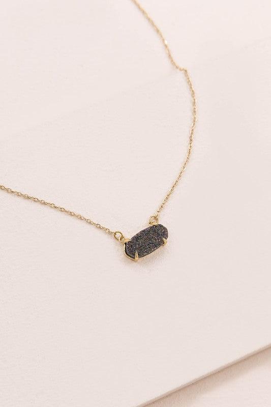 Stainless Steel Marquise Druzy Necklace Slate OS Necklaces
