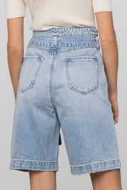 Self Belted Bermuda Denim Shorts | Shorts Daverri Fashions