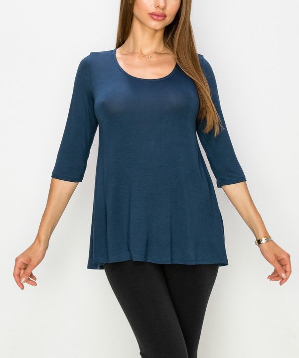 BAMBOO ELBOW TUNIC T navy