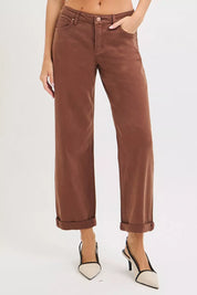 COCOA RISEN Full Size Tummy Control Mid Rise Ankle Barrel Baggy Jeans Plus Size | Pants Daverri Fashions