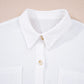 Womens lace sleeve button down cotton shirt with crisp collar