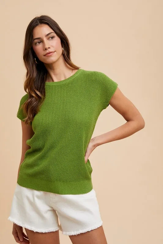 Annie Wear Round Neck Short Sleeve Sweater Sweaters