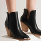 Beast Fashion Pointed Metal-Tip Toe Block Heel Ankle Boots - DAVERRI FASHIONS