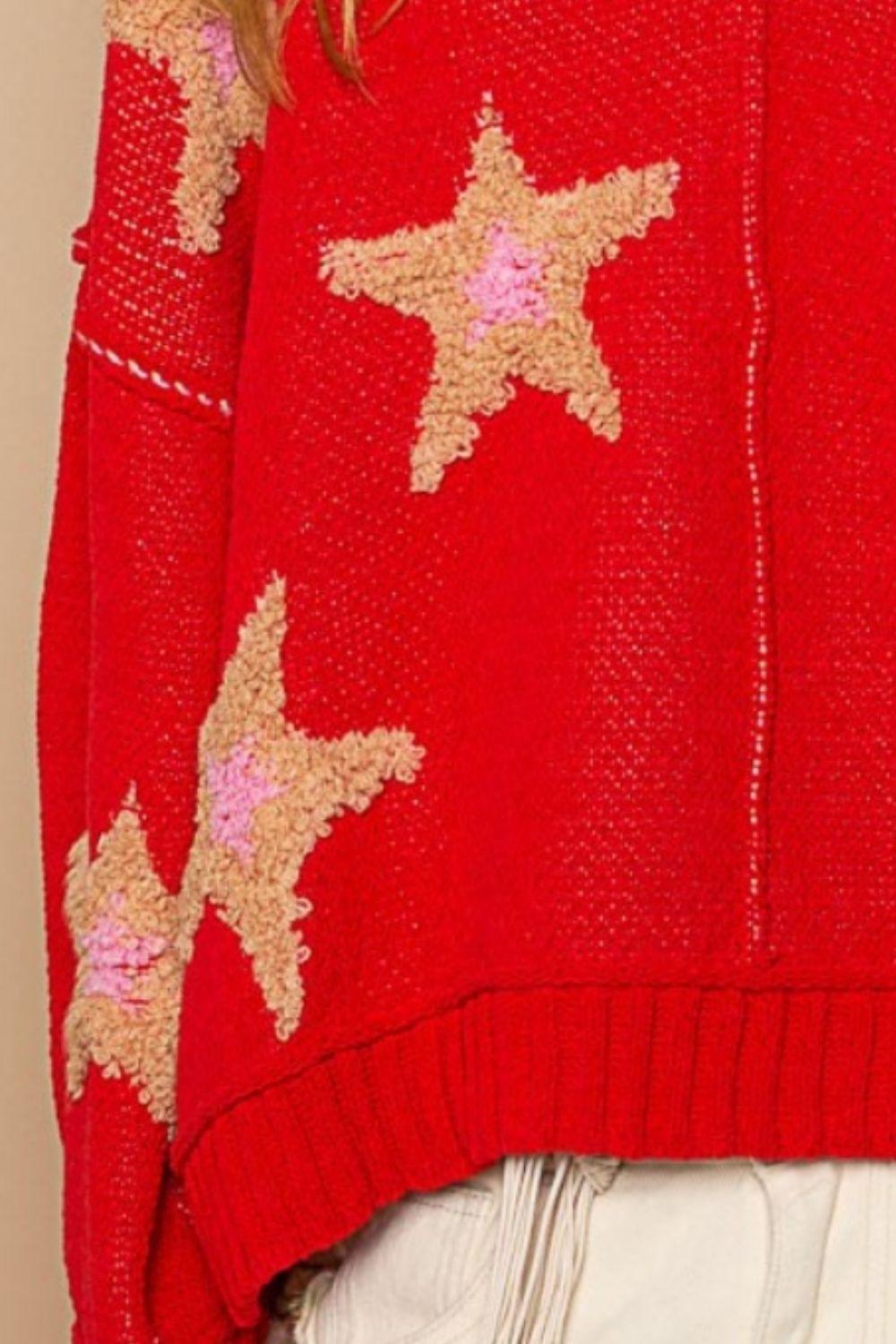 POL Long Sleeve Star Patch Sweater Sweaters