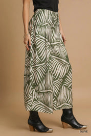 Umgee Palm Leaf Print Wide Leg Culotte Pants | Pants Daverri Fashions