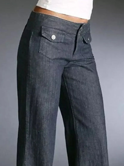 Full Size High-Waisted Wide-Leg Wash Jeans Plus Size - DAVERRI FASHIONS
