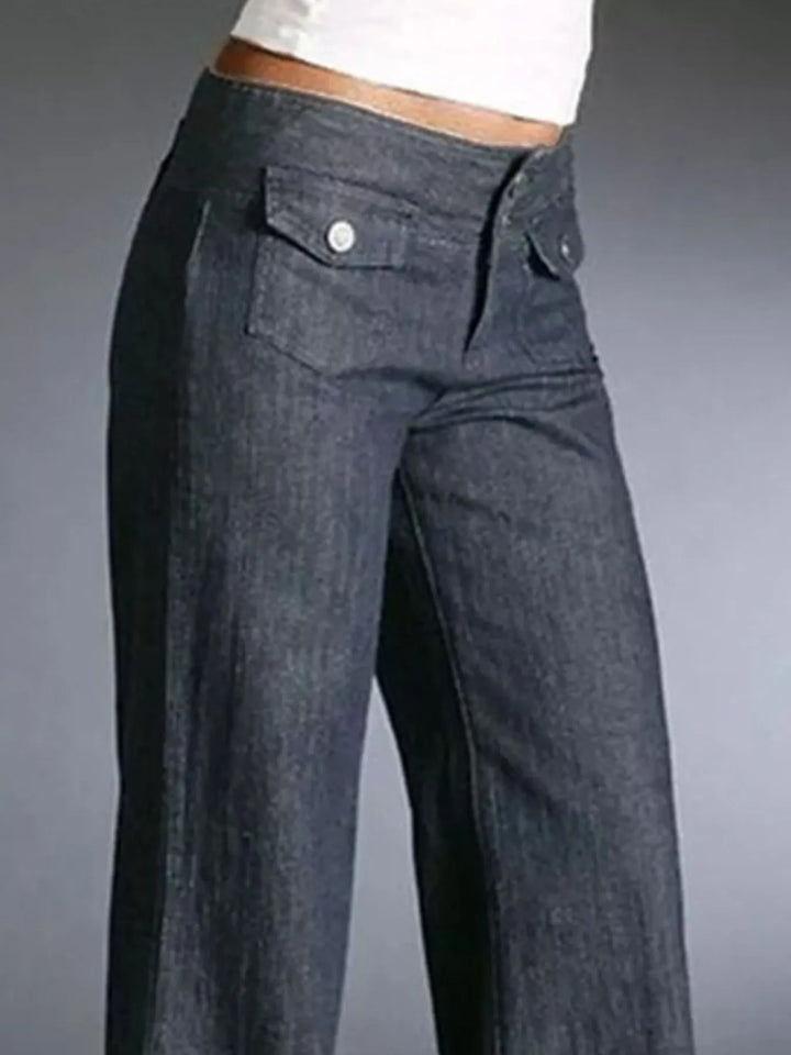 Full Size High-Waisted Wide-Leg Wash Jeans Plus Size | Jeans Daverri Fashions