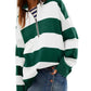 Striped Half-Zip Oversized Sweatshirt - DAVERRI FASHIONS