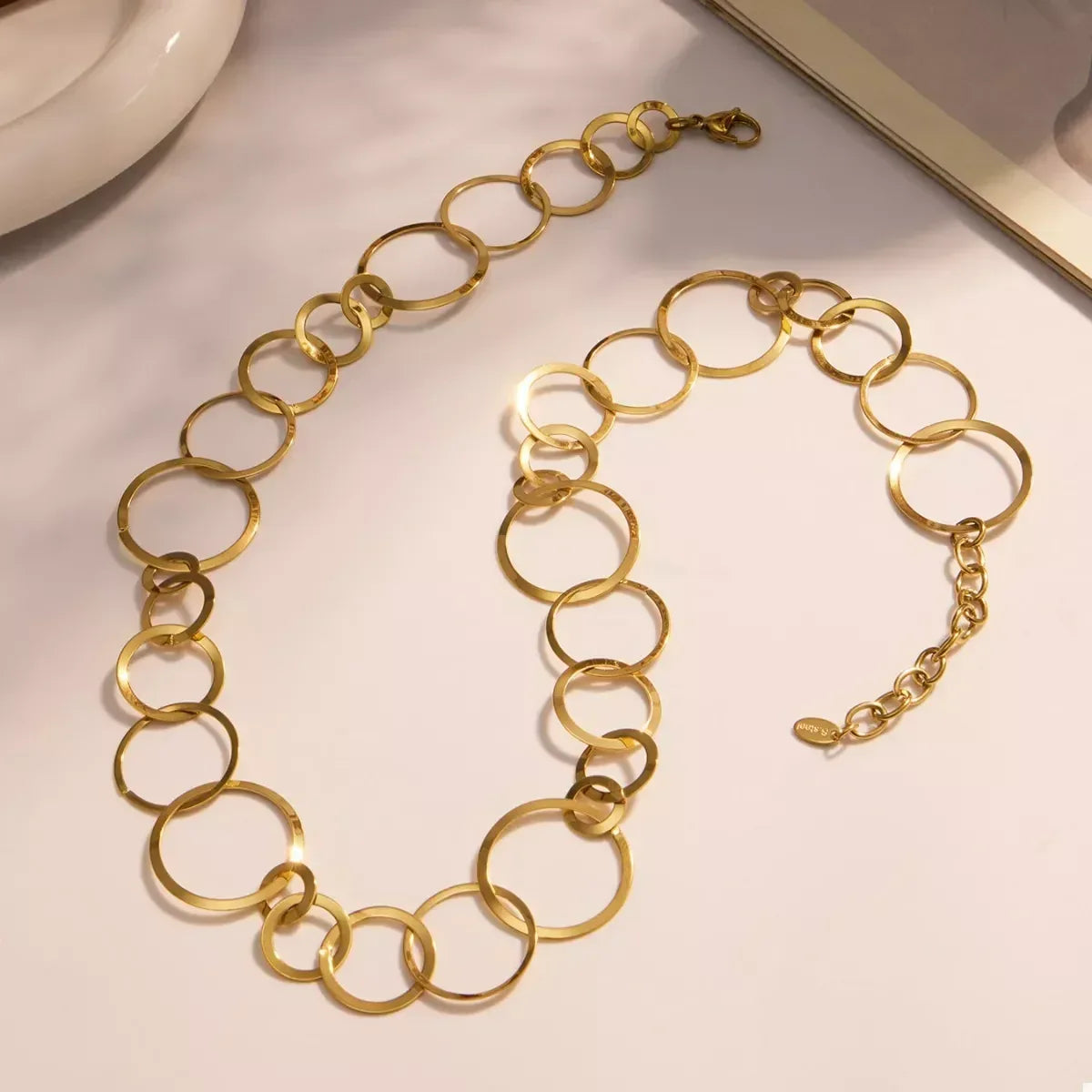 18K Gold-Plated Chain Link Statement Necklace - DAVERRI FASHIONS