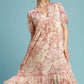 Umgee Full Size Printed Puff Short Sleeve Midi Dress Plus Size PINK MIX
