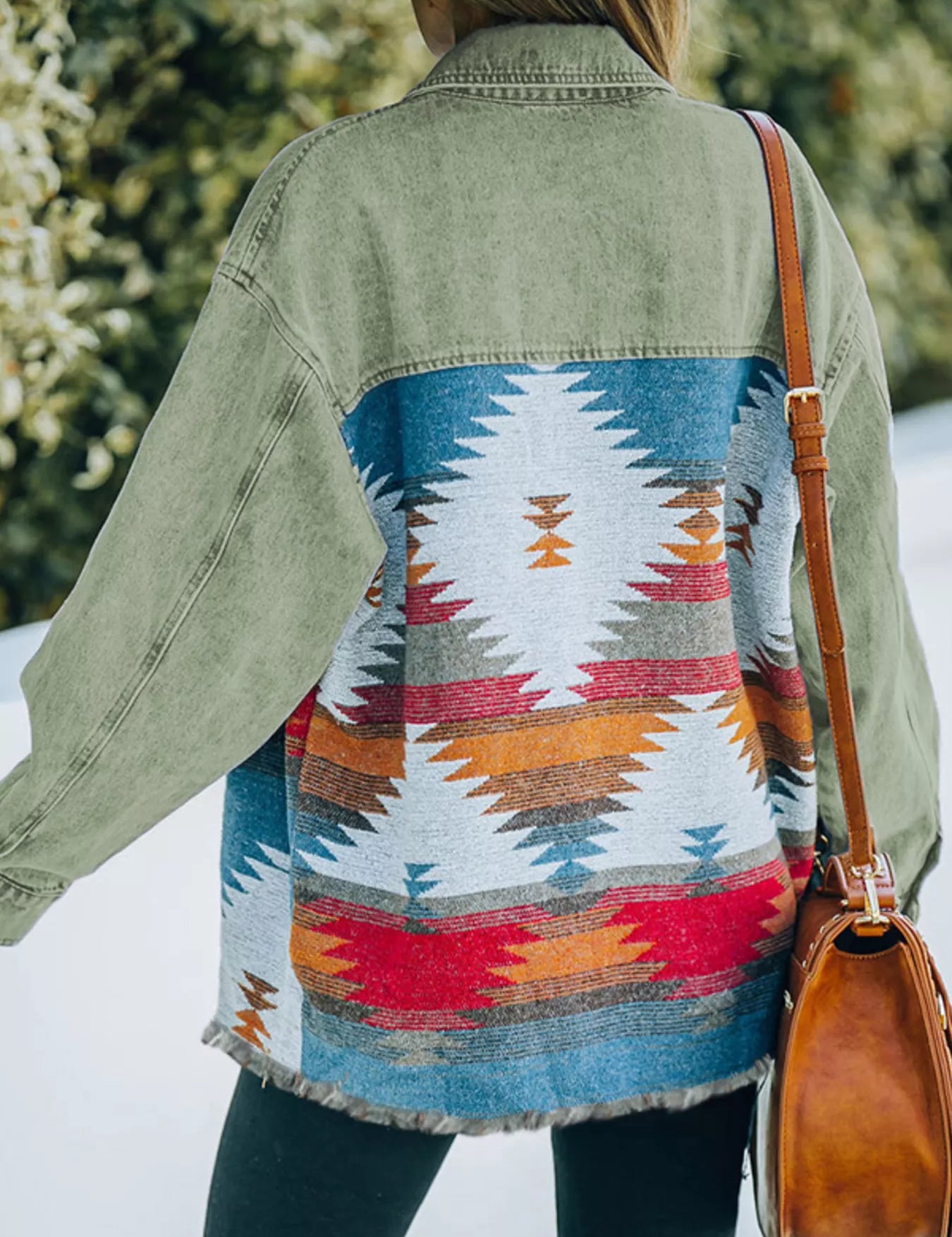 Aztec Print Button Up Jacket | Denim Jackets Daverri Fashions