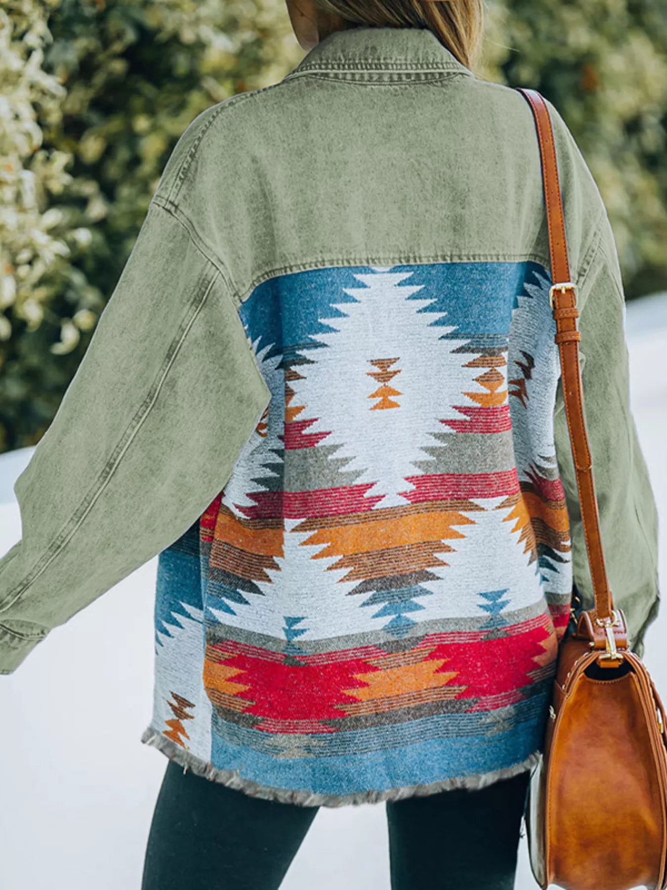 Aztec Print Button Up Jacket | Denim Jackets Daverri Fashions