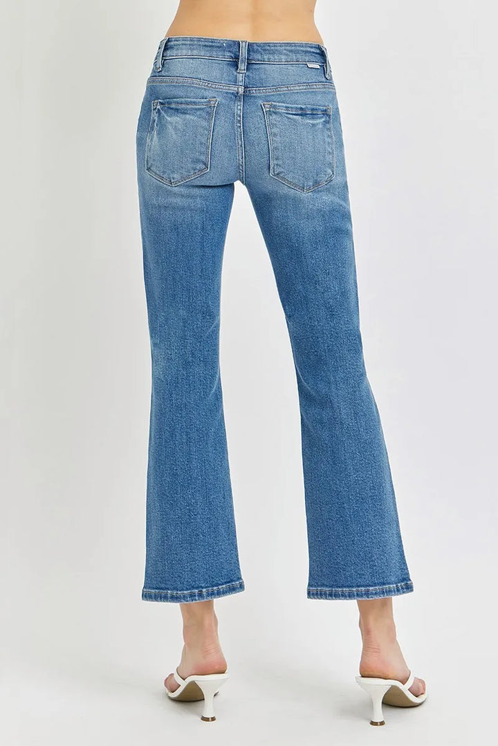 RISEN Full Size Low Rise Crop Flare Jeans Jeans