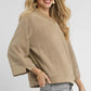 Umgee Textured Knit V-Neck Top Taupe - DAVERRI FASHIONS