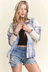 ADORA Button Down Plaid Hoodie Shacket BLUE IVORY Shackets