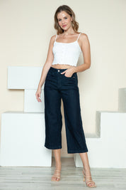 Judy Blue Full Size Side Seam Braid Detail Crop Wide Leg Jeans | Jeans Daverri Fashions