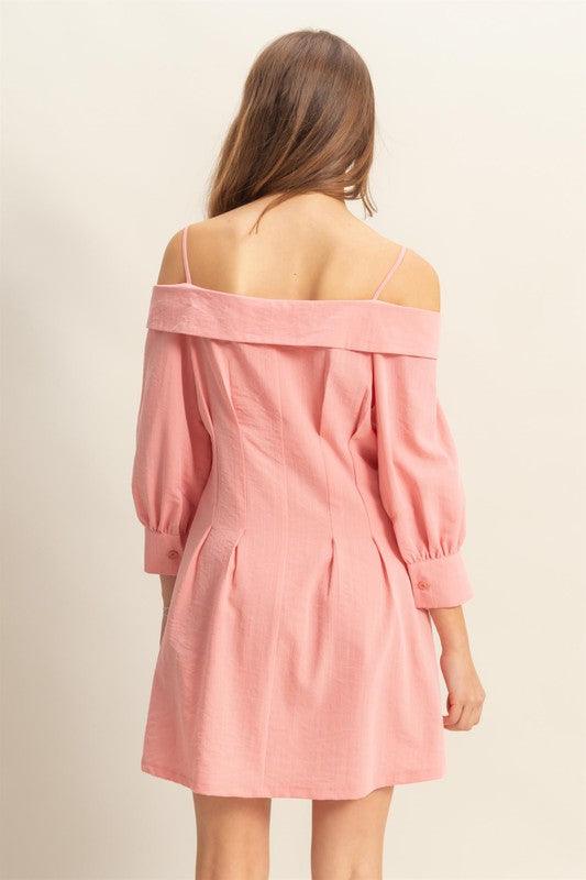 HYFVE Button Down Spaghetti Strap Mini Dress with Pockets Mini Dresses