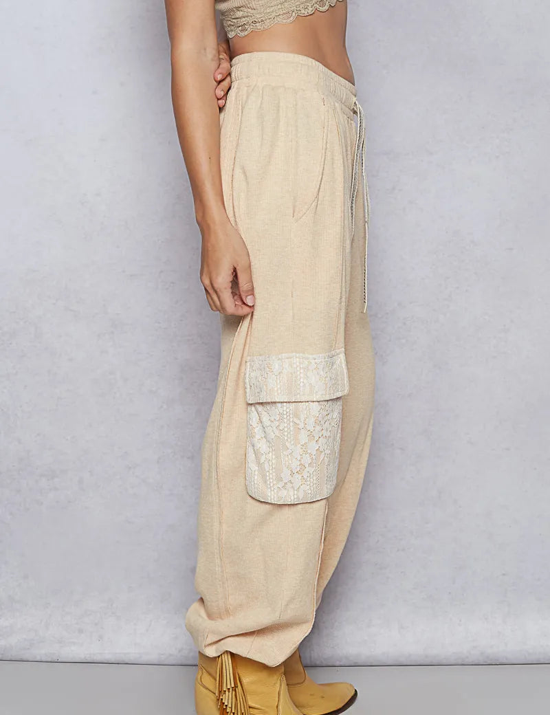 POL Drawstring Lace Pocket Patch Joggers | Joggers Daverri Fashions