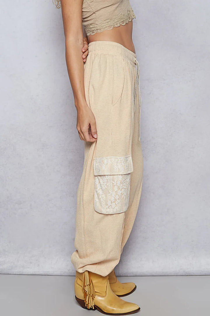 POL Drawstring Lace Pocket Patch Joggers | Joggers Daverri Fashions