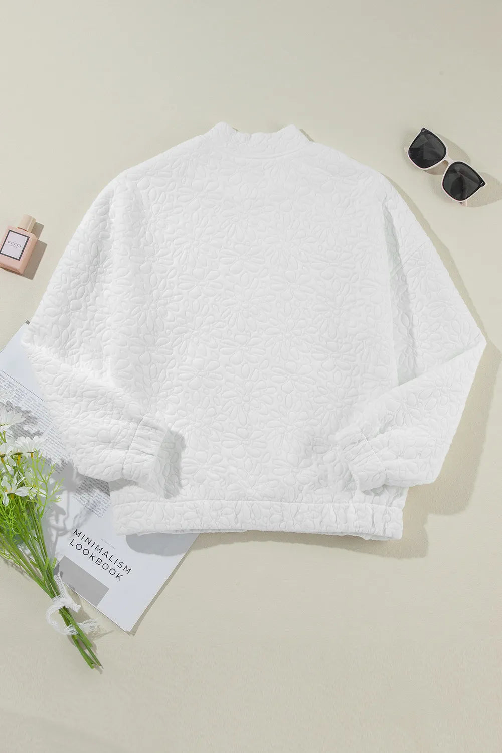 Womens baseball collar floral quilted jacket with high neckline