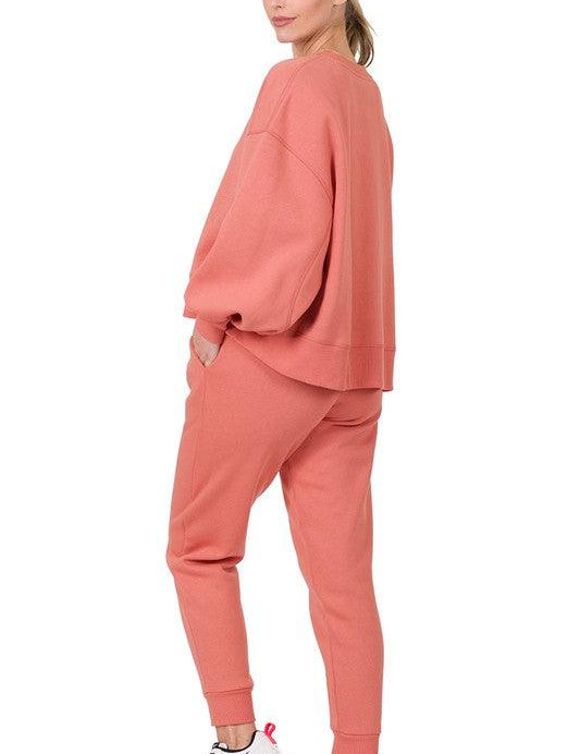 Zenana Sweatshirt and Sweatpants Set Pants Sets