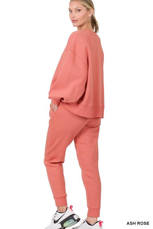 Zenana Sweatshirt and Sweatpants Set Pants Sets