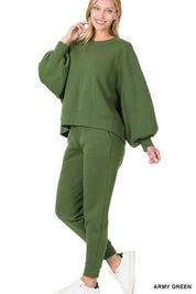 Zenana Sweatshirt and Sweatpants Set Pants Sets