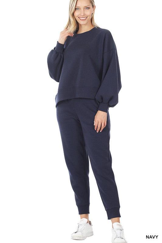 Zenana Sweatshirt and Sweatpants Set Pants Sets