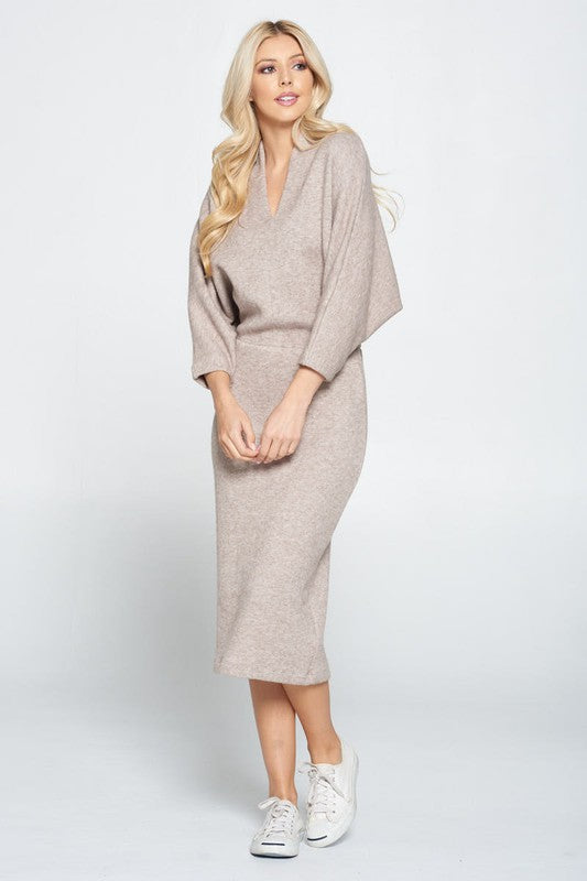 Sweater Knit Dolman Sleeve Midi Dress Midi Dresses