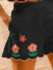 SO ME Flower Embroidered Tank Top and Shorts Set | Outfit Sets Daverri Fashions