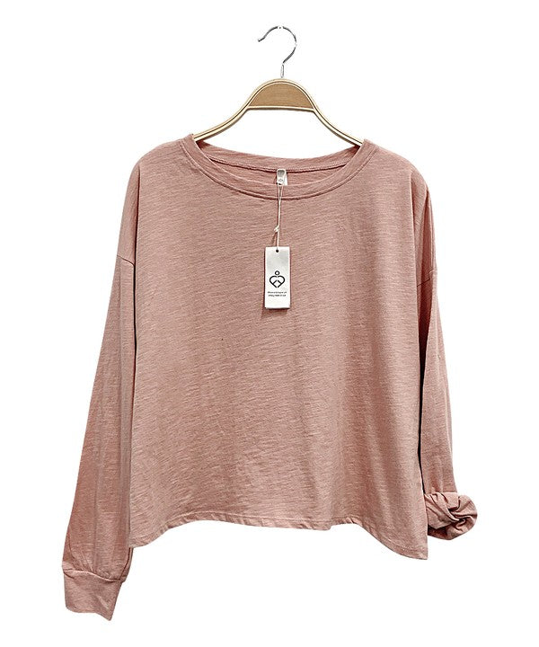 Long Sleeve Oversized Cotton Tee Tops