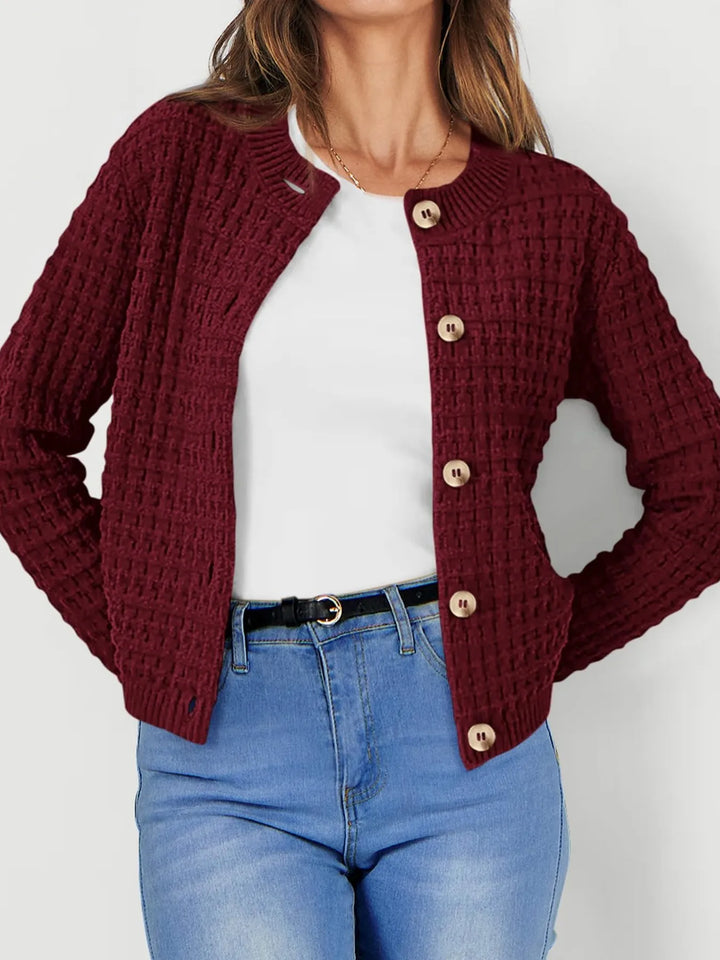 Textured Knit Button-Front Cardigan | Cardigans Daverri Fashions