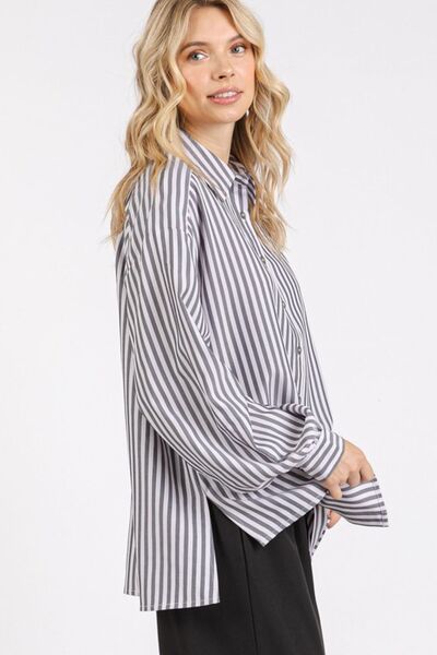 Mittoshop Button Down Striped Long Sleeve Shirt Shirts