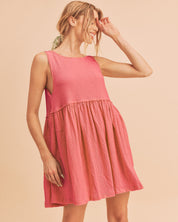 Aemi + Co Round Neck Mini Tank Dress Coral