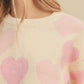 Heart Ribbed Hem Long Sleeve Sweater - DAVERRI FASHIONS