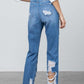 High Rise Destroyed Straight Jeans Jeans