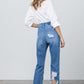 High Rise Destroyed Straight Jeans Jeans