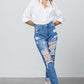 High Rise Destroyed Straight Jeans Jeans
