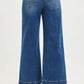 RISEN high rise wide leg blue denim jeans with pocket button detail