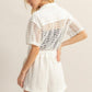 HYFVE Crochet Button Front Short Sleeve Romper Rompers