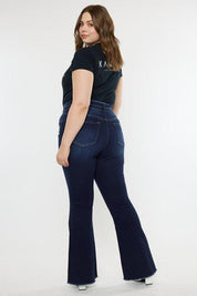 Plus High Rise Double Fray Hem Flare Jeans Jeans