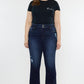 Plus High Rise Double Fray Hem Flare Jeans Jeans