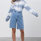 MEDIUM BLUE WASH DENIM MOM SHORTS