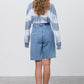 MEDIUM BLUE WASH DENIM MOM SHORTS