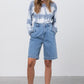 MEDIUM BLUE WASH DENIM MOM SHORTS
